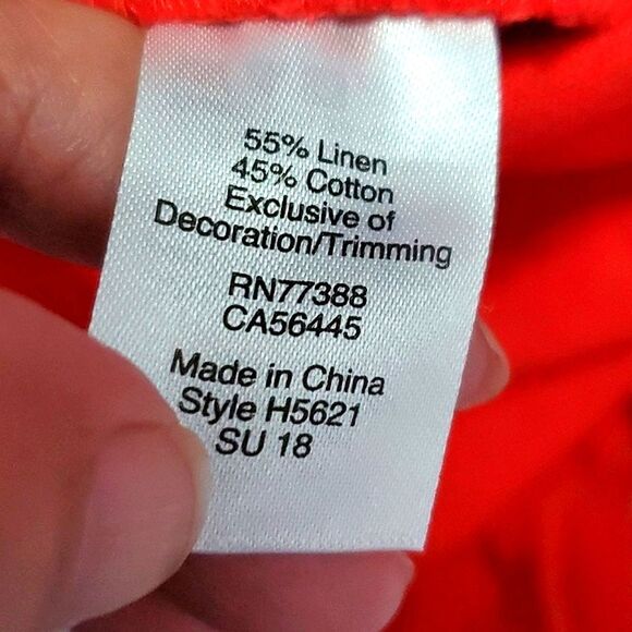 J. Crew Factory Red Pom Pom Pull On Linen Blend Shorts - Picture 8 of 8